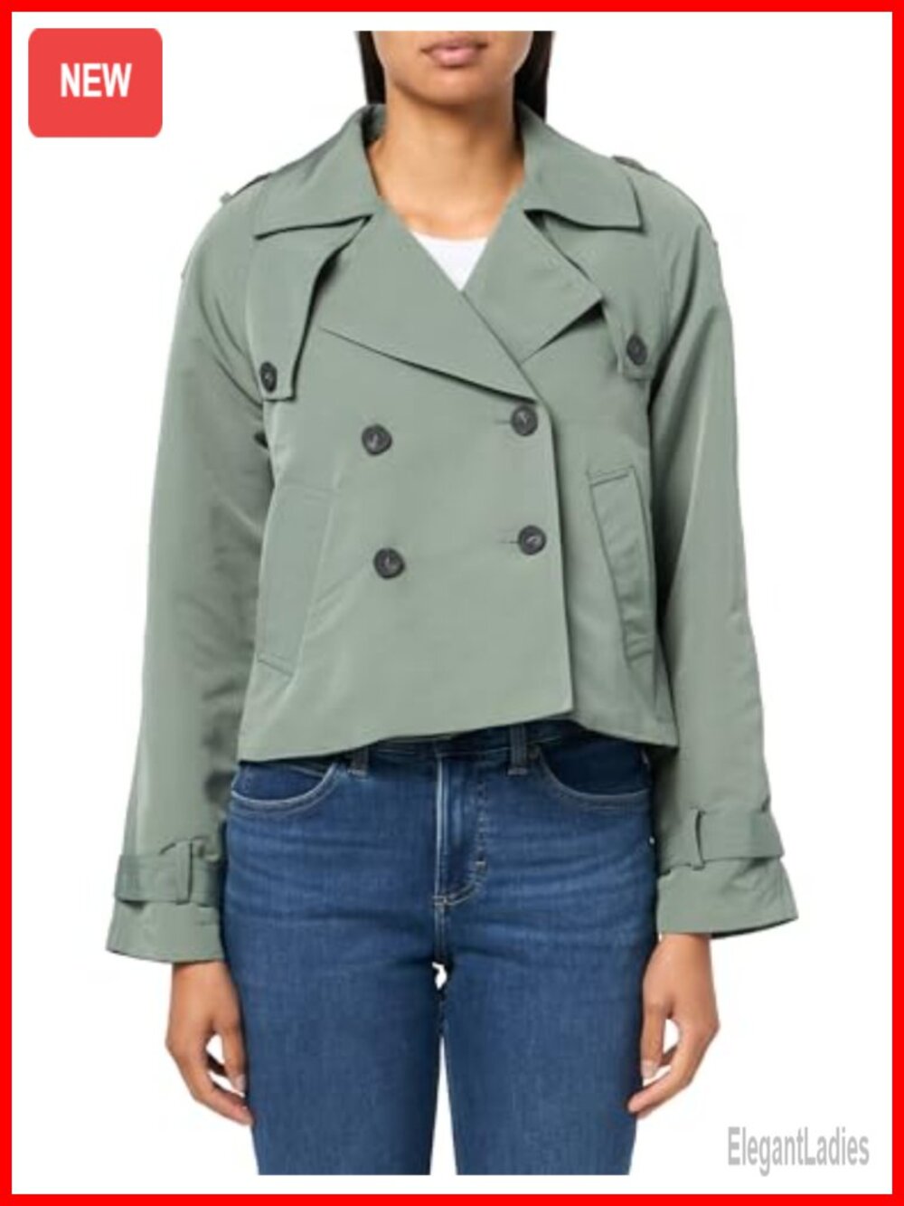 Steve Madden Sirus Twill Short Trench Coat Classic Fit Notch Collar